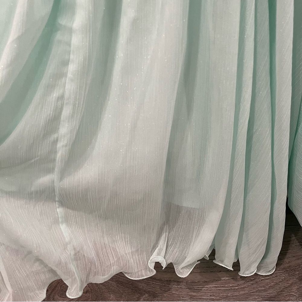 NWT Mac Duggal 49245 Mint Light Blue Chiffon Tiered Ball Maxi Gown 4 - Picture 12 of 12